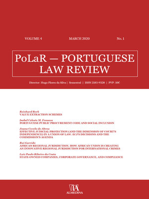 cover image of PoLaR Portuguese Law Review--Volume 4--n.º 1